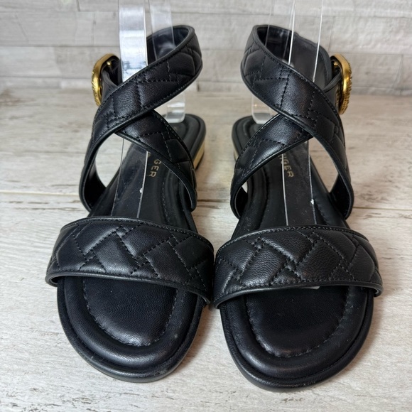 KURT GEIGER Mayfair Black Quilted Leather Ankle Strap SANDALS Black NEW Size 36 - Picture 5 of 13
